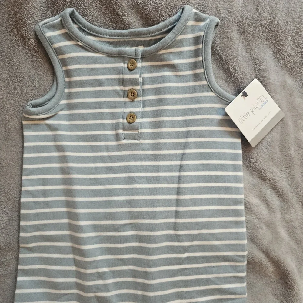 Organic Little Planet By Carter's Striped Sleeveless Baby Boy Romper Size‎ 18m